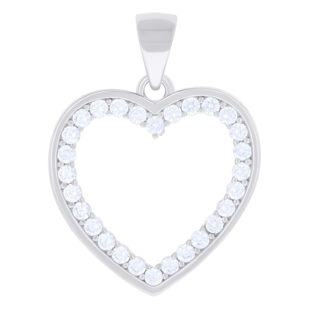 925 Sterling Silver Womens Cubic-Zirconia Heart Charm Pendant